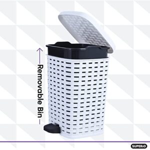 6.8-Gal. Rattan Compact Trash Bin Color: White