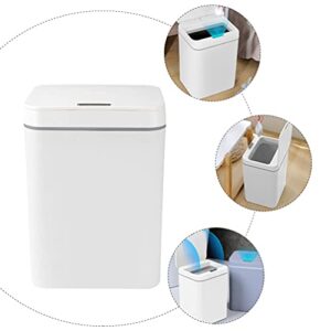 Baluue Intelligent Inductive Trash Can- Electric Contactless Garbage Can with Automatic Open Close Lid, 16Liter Rechargeable Automatic Induction Dustbin for Kitchen Home Office Bedroom (White)