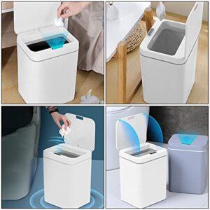 Baluue Intelligent Inductive Trash Can- Electric Contactless Garbage Can with Automatic Open Close Lid, 16Liter Rechargeable Automatic Induction Dustbin for Kitchen Home Office Bedroom (White)