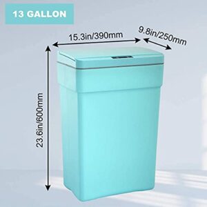 Kitchen Trash Can 2 Pack 13 Gallon Automatic Trash Cans Stainless Steel Trash Can Bathroom Touch Free Trash Can Anti-Fingerprint Trash Can for Bathroom, Powder Room, Bedroom,Blue