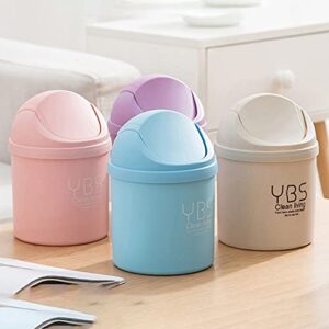 4PCS Candy Color Home Office Desktop Mini Trash Cans with Lid Storage Bin Plastic Paper Basket Trash Can