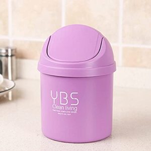 4PCS Candy Color Home Office Desktop Mini Trash Cans with Lid Storage Bin Plastic Paper Basket Trash Can