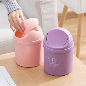 4PCS Candy Color Home Office Desktop Mini Trash Cans with Lid Storage Bin Plastic Paper Basket Trash Can