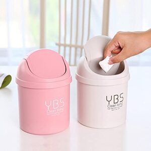 4PCS Candy Color Home Office Desktop Mini Trash Cans with Lid Storage Bin Plastic Paper Basket Trash Can