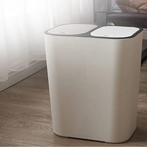 LEFUYAN Trash Can Rectangle Plastic Push-Button Dual Compartment 12liter Recycling Waste Bin with lid Garbage Can Bathroom Kitchen Bedroom Office Split Trash Can