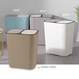 LEFUYAN Trash Can Rectangle Plastic Push-Button Dual Compartment 12liter Recycling Waste Bin with lid Garbage Can Bathroom Kitchen Bedroom Office Split Trash Can