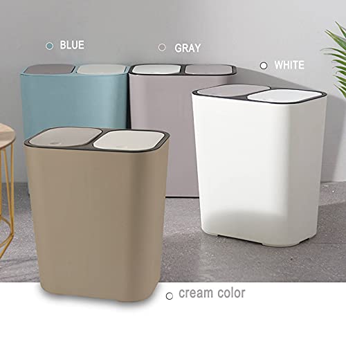 LEFUYAN Trash Can Rectangle Plastic Push-Button Dual Compartment 12liter Recycling Waste Bin with lid Garbage Can Bathroom Kitchen Bedroom Office Split Trash Can