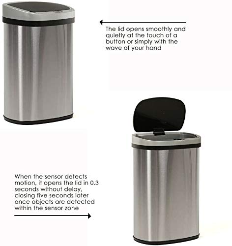 New 13-Gallon Touch Free Sensor Automatic Touchless Trash Can Kitchen