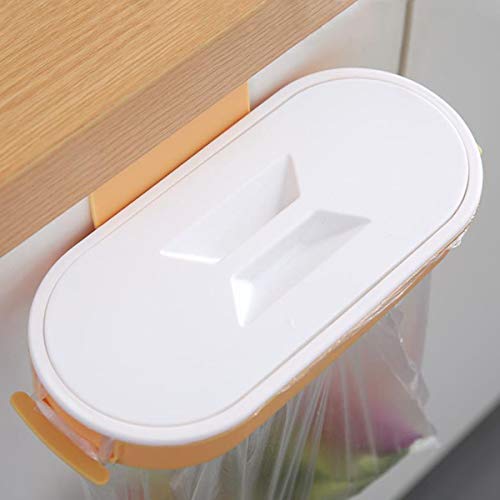 Kitchen Cabinet Trash Bin Hanging Trash Can With Plastic Bag Holder Large Capacity Foldable Kitchen Trash Can Kitchen Bathroom Living Room Large Capacity Multifunctional (Orange, One Size)