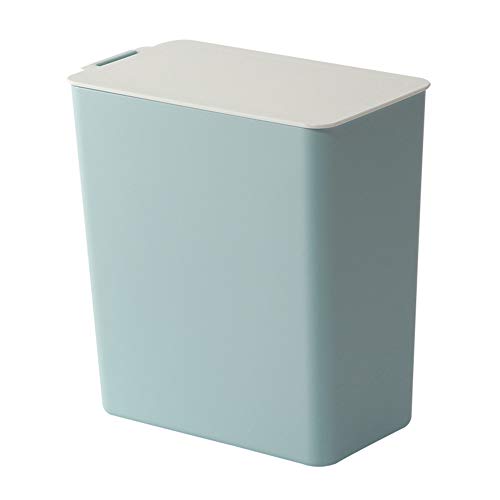 Gnc33Ouhen Mini Solid Color Desktop Dustbin Trash Can Kitchen Worktop Rubbish Holder Bin for Bathrooms, Powder Rooms, Kitchens, Home Offices Blue