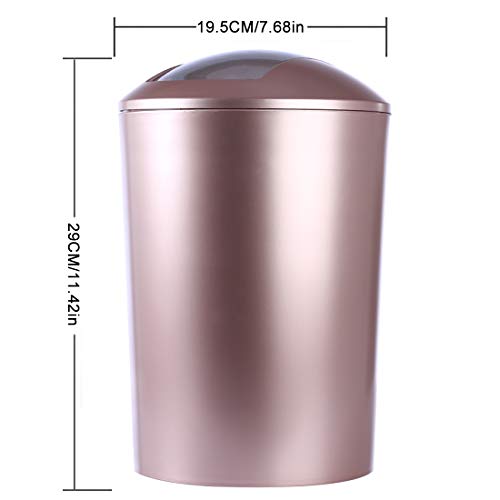 HMANE 6.5L Swing Lid Trash Can,Wastebasket Dustbin Garbage Bin with Swing Top - (Rose Gold)