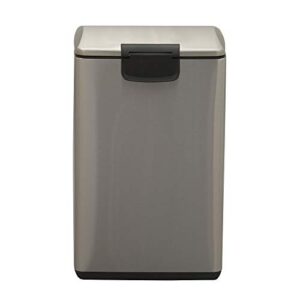 Design Trend Silver Stainless Steel Rectangular Trash Can with Lid and Step Pedal | 15 L