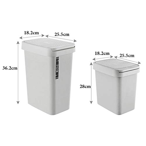 Rectangular Plastic Trash Can with Lid, Spring Top Cover Garbage Container Bin Waste Basket Bin Large Dust Bin for Bedroom Kitchen Bathroom-Navy Blue 16l