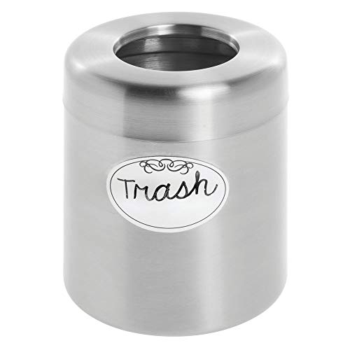 HUBERT® Countertop Trash Can Brushed Stainless Steel - 4 5/8" Dia x 5 3/4" H