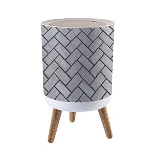 small trash can with lid sidewalk gray tiles diagonally texture copy space 7 liter round garbage can elasticity press cover lid wastebasket for kitchen bathroom office 1.8 gallon