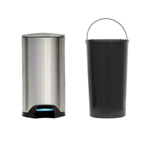king’s rack 13 gallon / 50 liter brushed stainless steel step-on trash can fingerprint resistance with removable bucket fits in kitchen, bedroom & office