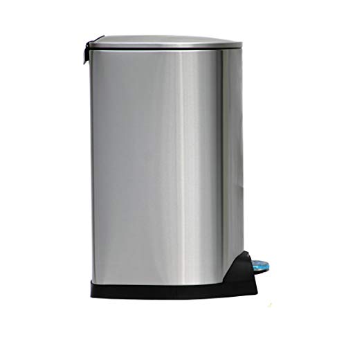 King’s Rack 13 Gallon / 50 Liter Brushed Stainless Steel Step-on Trash Can Fingerprint Resistance with Removable Bucket Fits in Kitchen, Bedroom & Office