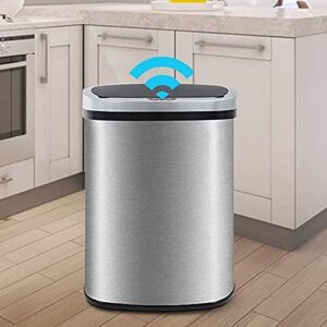 touch free kitchen trash can 13 gallon stainless steel easy to clean automatic brushed trash bin with lid for bathroom, powder room, office