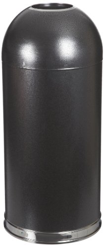 Witt Industries 420DTBK Steel 20-Gallon Standard Open Top Waste Receptacle with Galvanized Liner, Round, 18" Diameter x 18" Diameter x 34" Height, Black