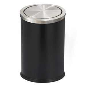 black bathroom trash can with lids, gold trash can,office trash can,garbage can with a lid for bedroom,living room,kitchen (black with silver lid)