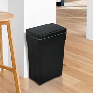 HHS Kitchen Trash Can 13 Gallon 50L Garbage Can Motion Sensor Plastic Waste Bin Touch Free High Capacity Recycle Dustbin with Lid for Home Office Bedroom Bathroom, Black