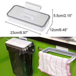 Hanging Trash Can Folded for Kitchen Cabinet Door, 2 Pcs Hanging Kitchen Waste Bins, Rubbish Rack Portable Hanging Organizer Trash Bag Holder with Lid