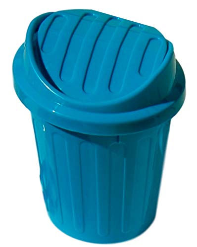 Much2Fun Mini Trash Can with Lid for Desktop (2 Pack) Teal and Green