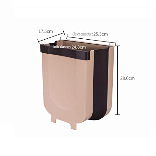 Creative Trash Bin Folding Waste Bins Kitchen Garbage Bin Fruits Vegetable Rubbish Container Foldable Car Trash Can Wall Mounted Door Hanging Trash Can Bathroom Waste Storage Bucket Organizer (Brown)