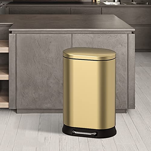 YUEYOULII Indoor Trash Can Indoor Trash Cans Kitchen Double-Layered Trash Cans Ladder Stainless Steel with Lid Trash Cans Large Trash Cans Can Be Sorted and Sorted Junk Box (Color : Gold, Size : 30L)