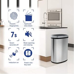 Trash Can,13 Gallon Automatic Garbage Can,Kitchen Trash Can with Lid,Modern Style Touch Free High-Capacity Brushed Stainless Steel Waste Bin,for Bathroom Kitchen Office Home,Indoor and Outdoor