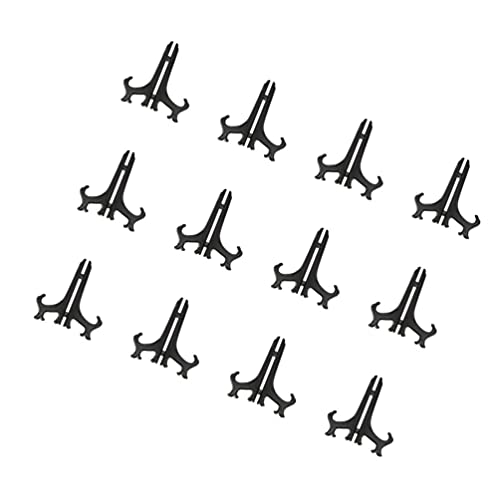 DOITOOL 10pcs Plastic Easel Plate Display Stands Place Card Holder Display Easel Stand for Display Picture Frame Collectibles Desktop Weddings Party Home Decoration Black