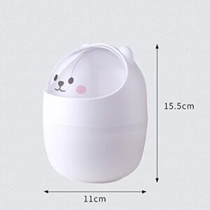 KOqwez33 Mini Desktop Trash, Multi-Function Storage Bucket with Swing Lid Design, Reusable Desktop Cute Cartoon Indoor Trash Storage Basket for Indoor Grey