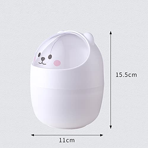 KOqwez33 Mini Desktop Trash, Multi-Function Storage Bucket with Swing Lid Design, Reusable Desktop Cute Cartoon Indoor Trash Storage Basket for Indoor Grey