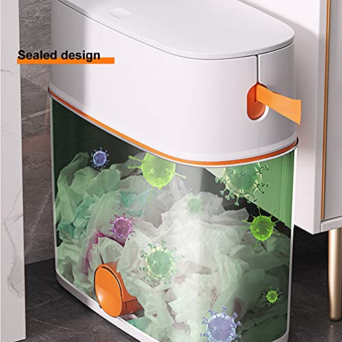 WAYUTO Automatic Packaging Trash Can Nordic Waste Basket Push Top Trash Can with Lid Modern Square Trash Bin for Kitchen Bathroom Living Room Trash Can