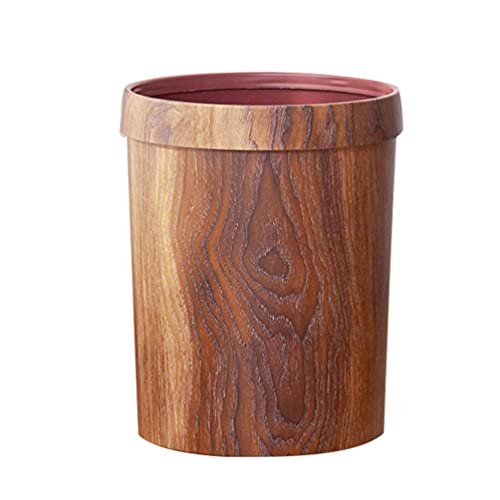 Cabilock Kitchen Garbage Bin Plastic Trash Can Round Wood Grain Small Trash Can Wastebasket Garbage Storage Bin for Office Bathrooms Powder Rooms Kitchens Supplies (Random Style) Trash Container