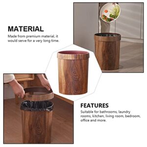 Cabilock Kitchen Garbage Bin Plastic Trash Can Round Wood Grain Small Trash Can Wastebasket Garbage Storage Bin for Office Bathrooms Powder Rooms Kitchens Supplies (Random Style) Trash Container