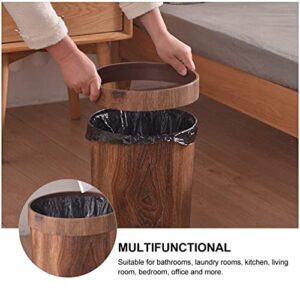 Cabilock Kitchen Garbage Bin Plastic Trash Can Round Wood Grain Small Trash Can Wastebasket Garbage Storage Bin for Office Bathrooms Powder Rooms Kitchens Supplies (Random Style) Trash Container