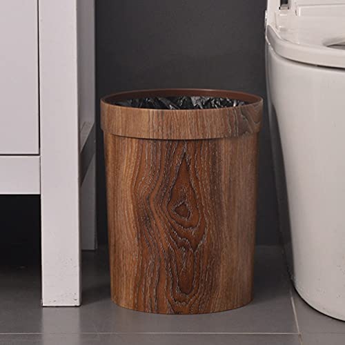 Cabilock Kitchen Garbage Bin Plastic Trash Can Round Wood Grain Small Trash Can Wastebasket Garbage Storage Bin for Office Bathrooms Powder Rooms Kitchens Supplies (Random Style) Trash Container