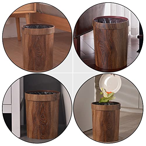 Cabilock Kitchen Garbage Bin Plastic Trash Can Round Wood Grain Small Trash Can Wastebasket Garbage Storage Bin for Office Bathrooms Powder Rooms Kitchens Supplies (Random Style) Trash Container