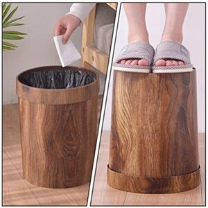 Cabilock Kitchen Garbage Bin Plastic Trash Can Round Wood Grain Small Trash Can Wastebasket Garbage Storage Bin for Office Bathrooms Powder Rooms Kitchens Supplies (Random Style) Trash Container