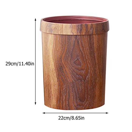 Cabilock Kitchen Garbage Bin Plastic Trash Can Round Wood Grain Small Trash Can Wastebasket Garbage Storage Bin for Office Bathrooms Powder Rooms Kitchens Supplies (Random Style) Trash Container