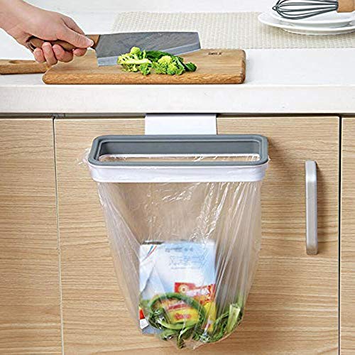 SUGN Practical Drawer Cabinet Door Rubbish Can Trash Bin Trash Rack Garbage Bag Holder Hanging Basket Storage Organizer(White)