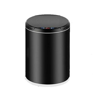 automatic trash can for kitchen, infrared motion sensor garbage can wastebaskets, round stainless steel garbage bin with lid-black 7 l 1.8 gal