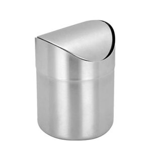 carduran mini trash can stainless steel household living room bedroom with shake lid office creative desktop storage trash can – silver