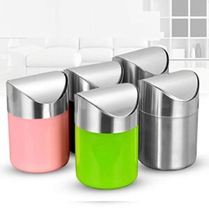 carduran Mini Trash Can Stainless Steel Household Living Room Bedroom with Shake Lid Office Creative Desktop Storage Trash Can - Silver