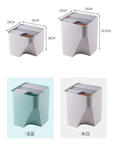 Kitchen Trash Can Stacked Sorting Trash Bin Recycling Bin Household Dry and Wet Separation Waste Bin Rubbish Bin for Living Room, Office, Bedroom, Bathroom, Kitchen (Grey, Large)