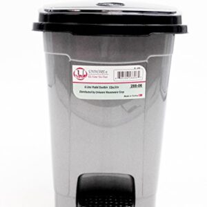 UNIWARE Small Pedal Dustbin Trash Can for Toilet, Kitchen, Living Room, Bedroom, Dark Gray, 6L,Made in Turkey