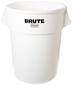 rubbermaid commercial products brute heavy-duty round waste/utility container with venting channels, 55-gallon, white (fg265500wht)