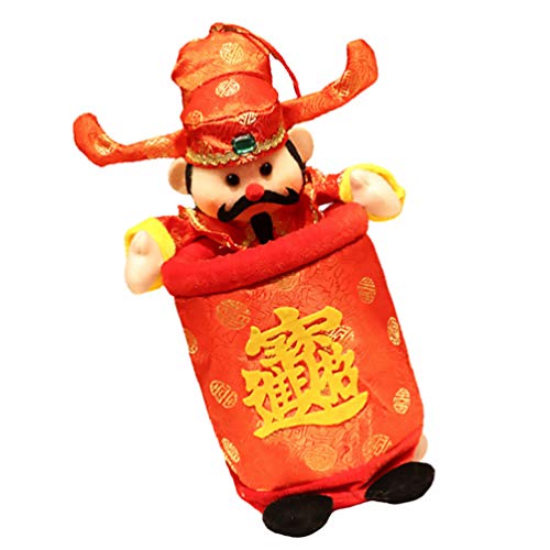 PRETYZOOM Chinese New Year Decorations, God of Wealth Ornaments Countertop Candy Bag Trash Can Trash Bin Desktop Container Pen Holder Chinese Spring Festival Decorations