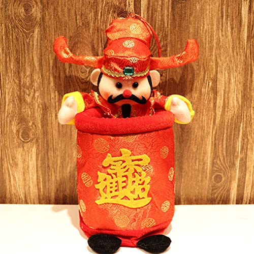 PRETYZOOM Chinese New Year Decorations, God of Wealth Ornaments Countertop Candy Bag Trash Can Trash Bin Desktop Container Pen Holder Chinese Spring Festival Decorations